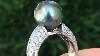 Vintage 1940s 7mm Cultured Pearl Vs G Diamond 14k White Gold Ring